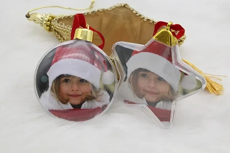 Personalized Christmas Transparent Photo Ball – Custom Tree Ornament DIY Hanging Decoration with Star Pendant