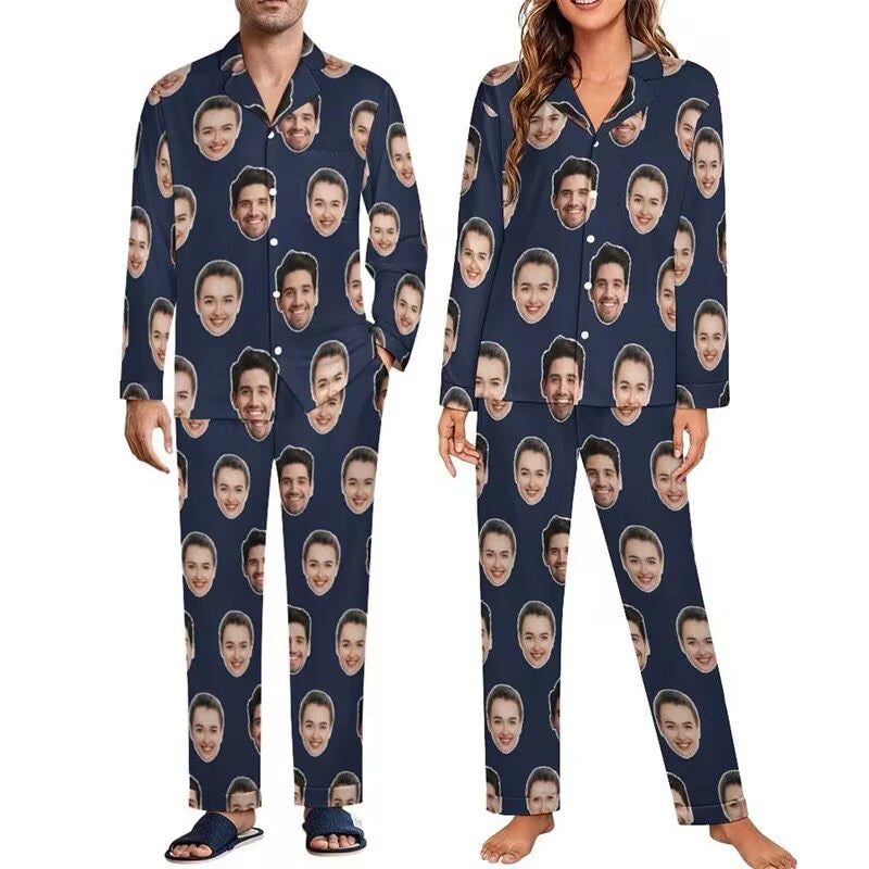 Custom Family Christmas Pajamas with Pet Photos - Matching Dog & Cat Lover PJs for Pet Parents
