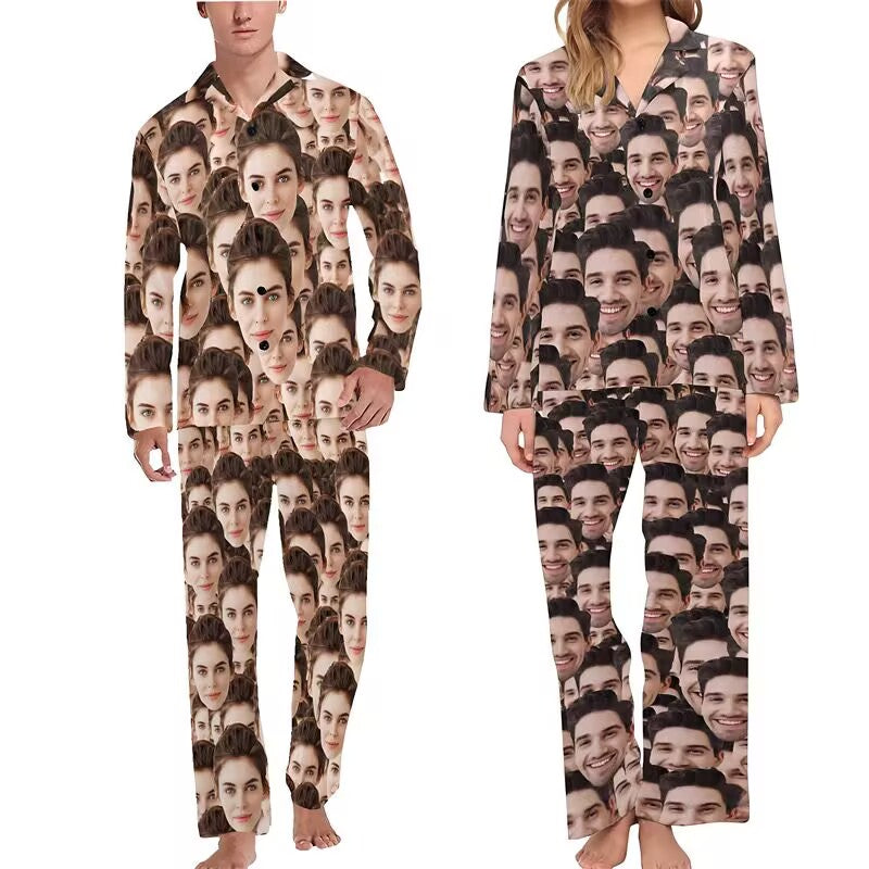 Custom Family Christmas Pajamas with Pet Photos - Matching Dog & Cat Lover PJs for Pet Parents
