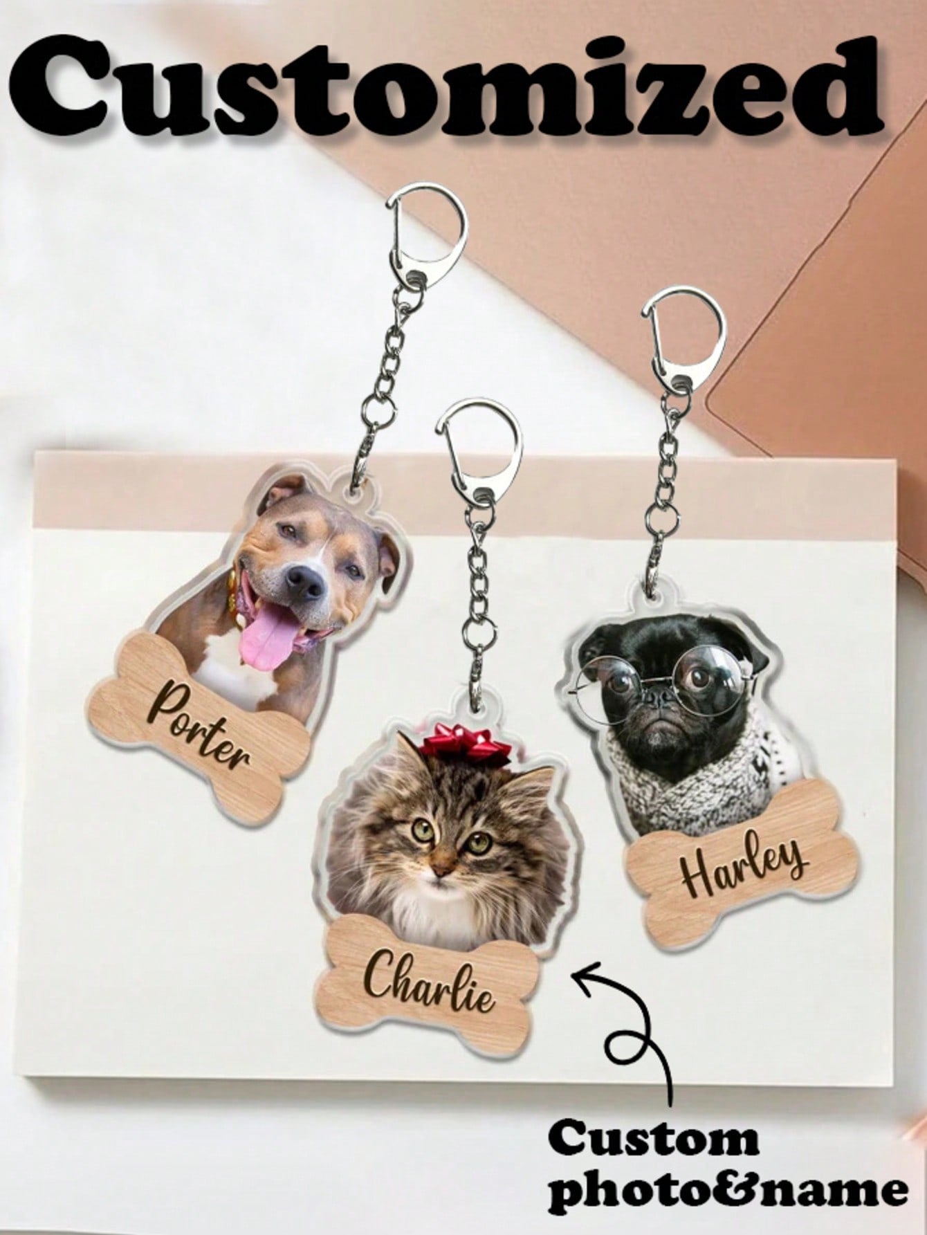 Custom Pet Keychain Portrait | Personalized Engraved Pet Memorial Jewelry | 3D Laser Pet Photo Keepsake for Dog & Cat Lovers