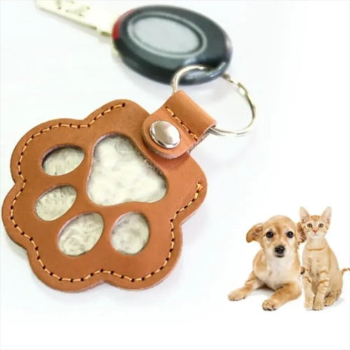 Custom Pet Memorial Keychain – Leather Hair Keepsake with Engraved Paw Charm