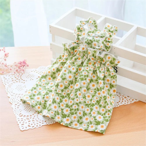 Summer Cotton Suspender Dress for Sphynx Cats – Floral Princess Skirt for Dogs & Cats