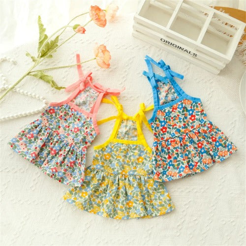 Summer Cotton Suspender Dress for Sphynx Cats – Floral Princess Skirt for Dogs & Cats
