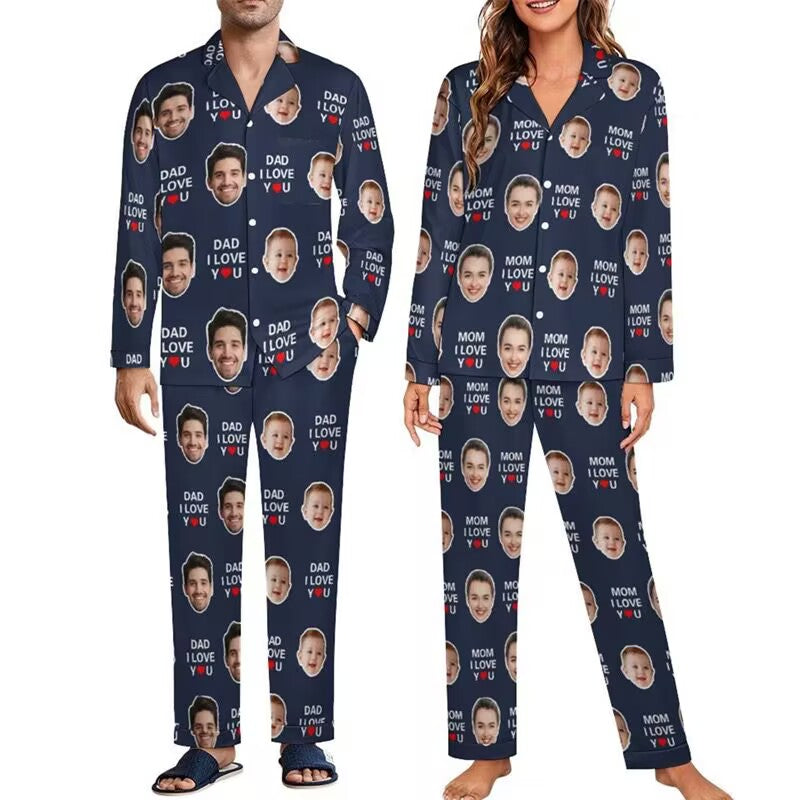 Custom Family Christmas Pajamas with Pet Photos - Matching Dog & Cat Lover PJs for Pet Parents