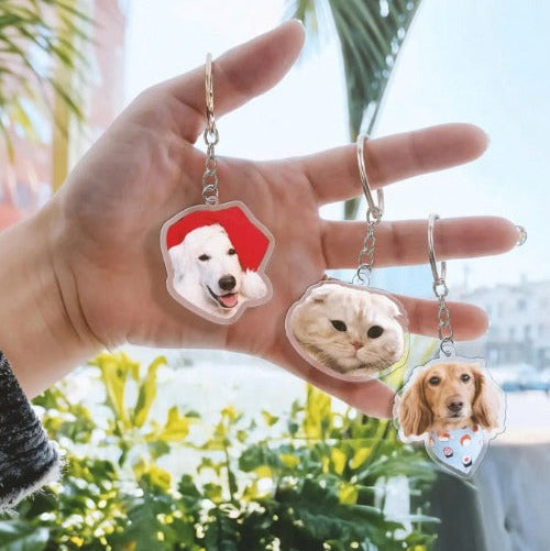 Custom Pet Keychain Portrait | Personalized Engraved Pet Memorial Jewelry | 3D Laser Pet Photo Keepsake for Dog & Cat Lovers