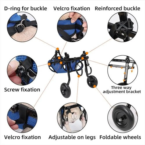Adjustable Dog Wheelchair – Lightweight Mobility Cart for Injured or Disabled Pets
