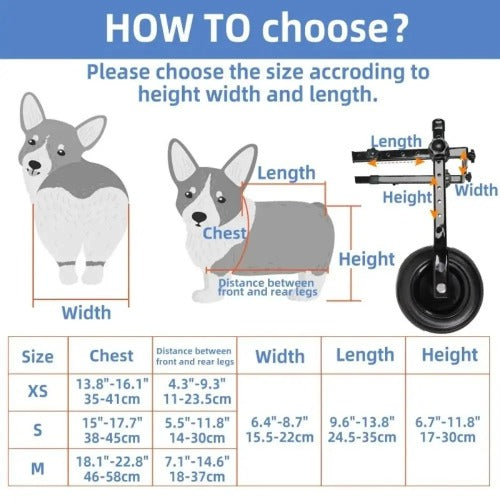 Adjustable Dog Wheelchair – Lightweight Mobility Cart for Injured or Disabled Pets