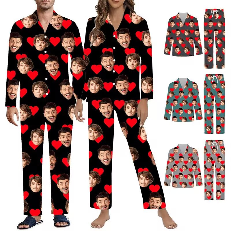 Custom Family Christmas Pajamas with Pet Photos - Matching Dog & Cat Lover PJs for Pet Parents