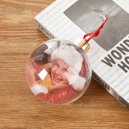 Personalized Christmas Transparent Photo Ball – Custom Tree Ornament DIY Hanging Decoration with Star Pendant