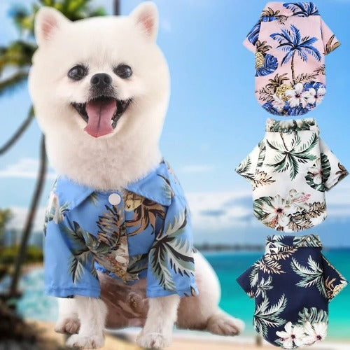 Hawaiian Style Summer Dog T-Shirt – Lightweight & Breathable Clothes for Small Dogs