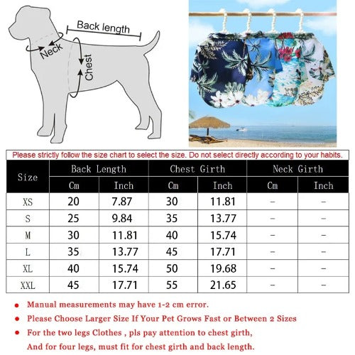 Hawaiian Style Summer Dog T-Shirt – Lightweight & Breathable Clothes for Small Dogs
