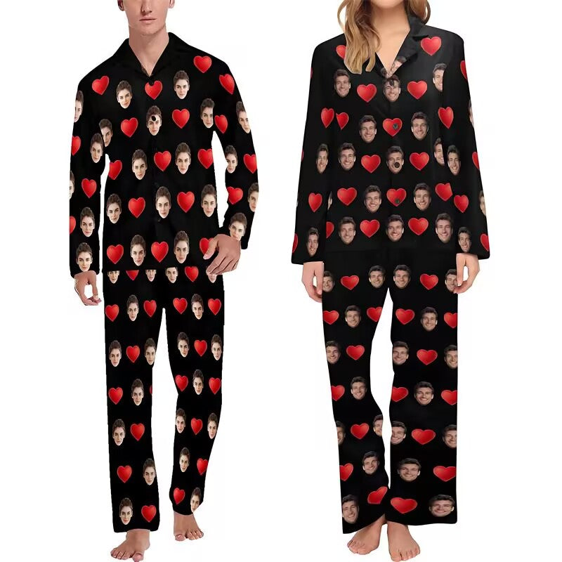 Custom Family Christmas Pajamas with Pet Photos - Matching Dog & Cat Lover PJs for Pet Parents