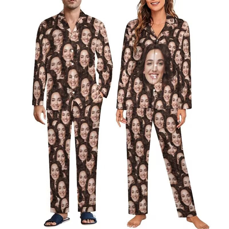 Custom Family Christmas Pajamas with Pet Photos - Matching Dog & Cat Lover PJs for Pet Parents