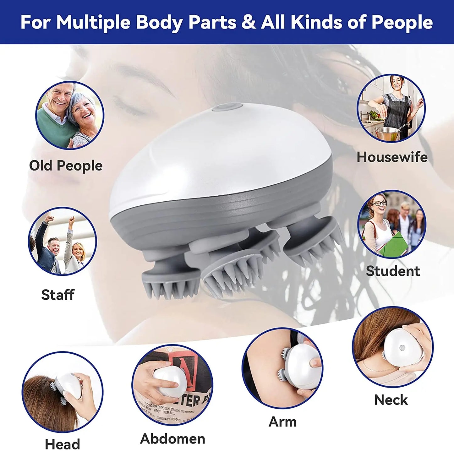 Electric Cat Massager – Handheld Vibrating Body & Head Scalp Massager for Neck, Shoulder & Deep Tissue Relaxation
