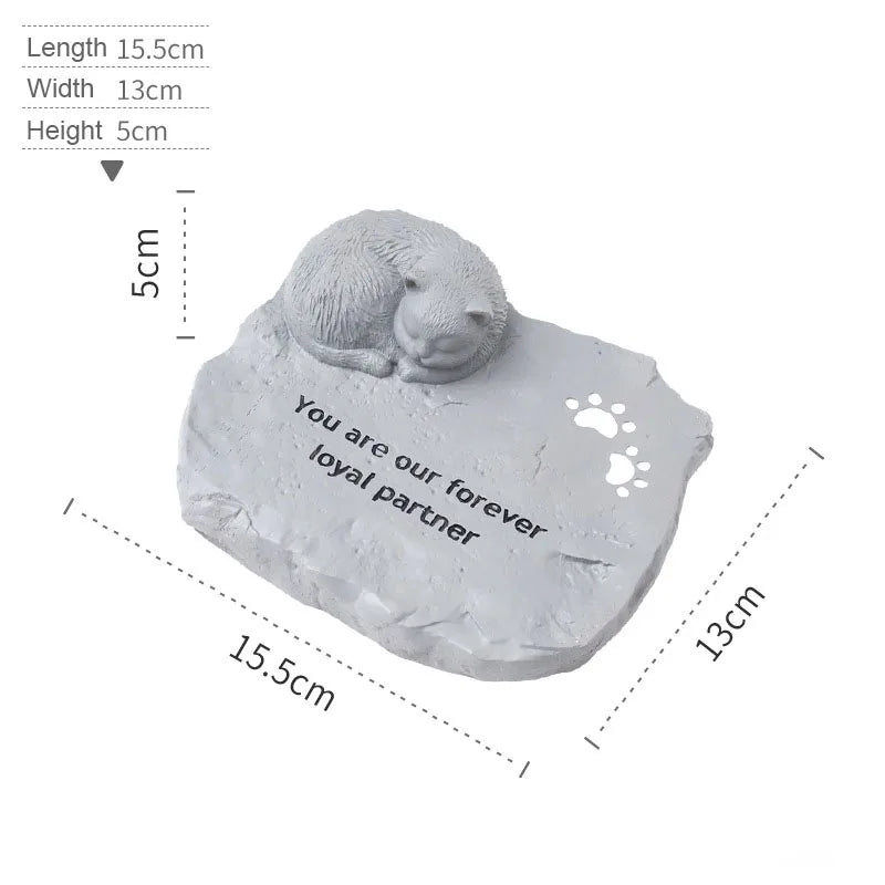 Pet Tombstone for Dog or Cat – Engraved Memorial Stone with Paw Prints