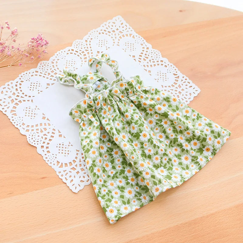 Summer Cotton Suspender Dress for Sphynx Cats – Floral Princess Skirt for Dogs & Cats