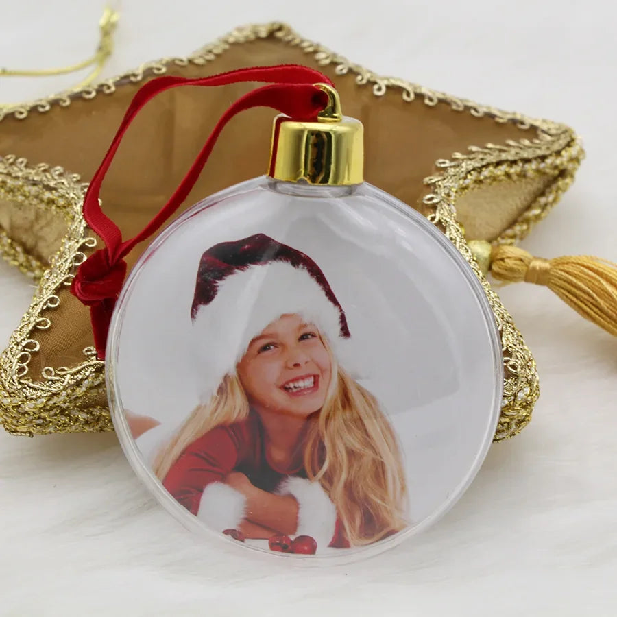 Personalized Christmas Transparent Photo Ball – Custom Tree Ornament DIY Hanging Decoration with Star Pendant