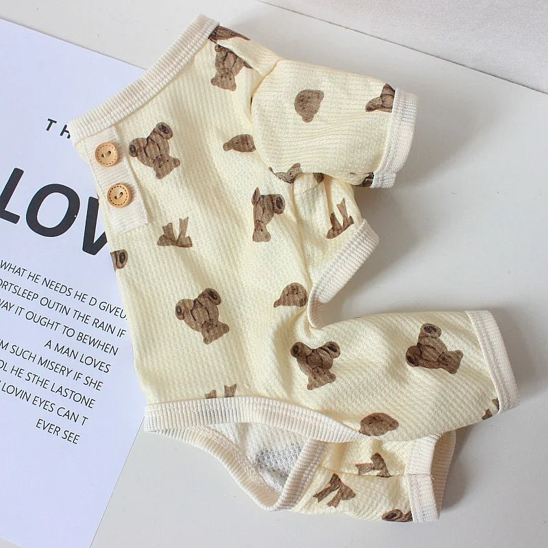 Spring Summer Dog Jumpsuit – Cute Bear Vest Outfit for Teddy, French Bulldog, and Small Breeds