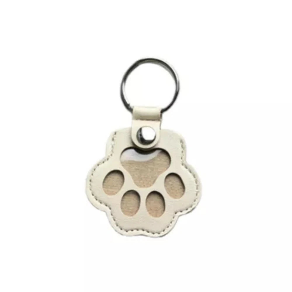 Custom Pet Memorial Keychain – Leather Hair Keepsake with Engraved Paw Charm