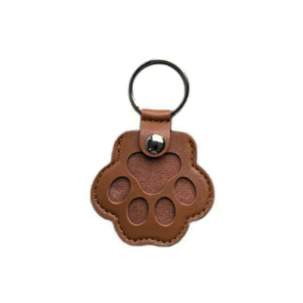 Custom Pet Memorial Keychain – Leather Hair Keepsake with Engraved Paw Charm