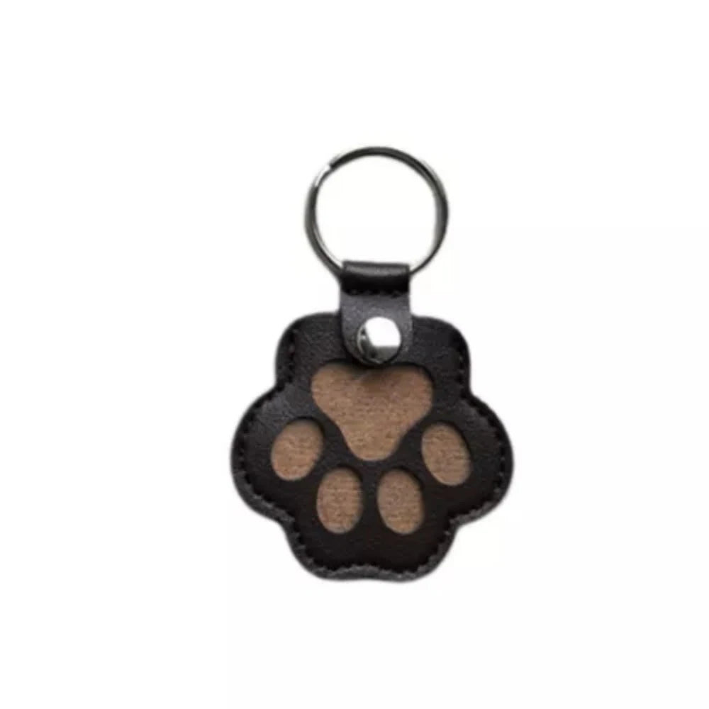 Custom Pet Memorial Keychain – Leather Hair Keepsake with Engraved Paw Charm