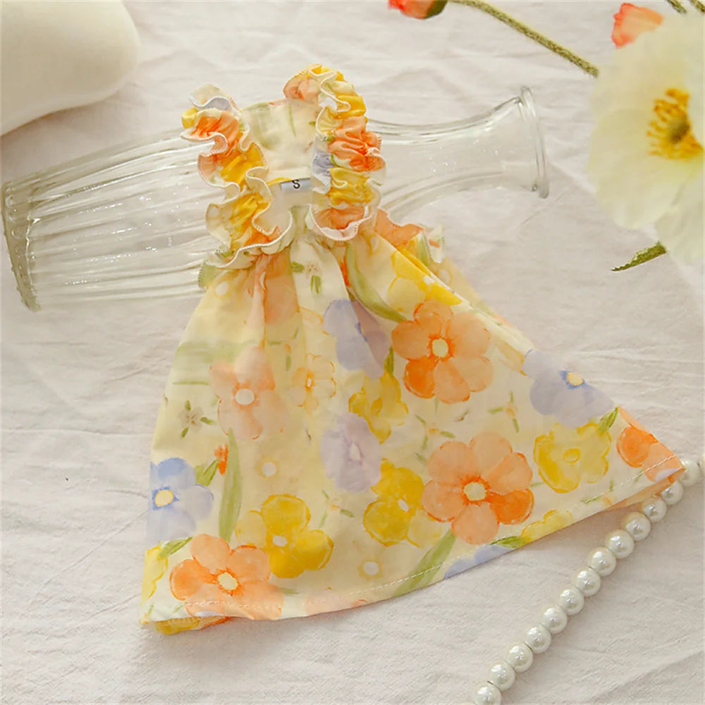 Summer Cotton Suspender Dress for Sphynx Cats – Floral Princess Skirt for Dogs & Cats