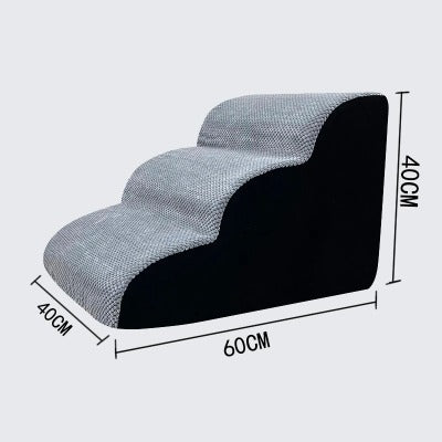 Memory Foam Pet Stairs for Small Dogs & Cats – 3/4 Step Non-Slip Ramp with Washable Cover for Bed, Couch & Sofa