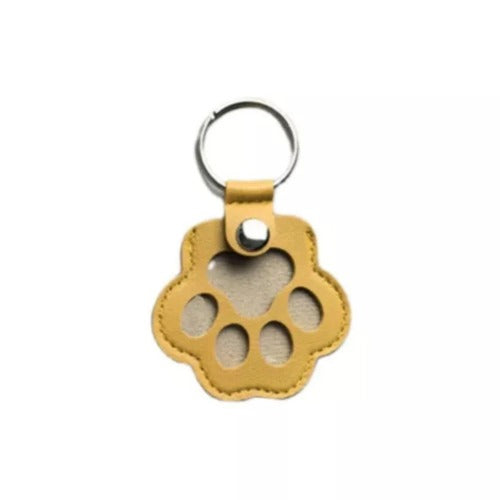 Custom Pet Memorial Keychain – Leather Hair Keepsake with Engraved Paw Charm