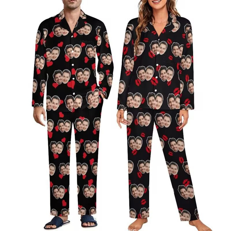 Custom Family Christmas Pajamas with Pet Photos - Matching Dog & Cat Lover PJs for Pet Parents