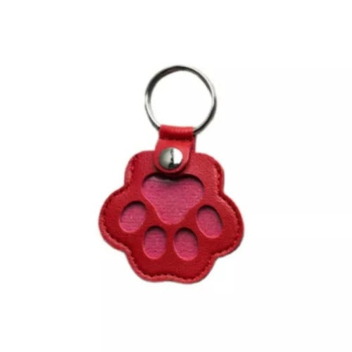 Custom Pet Memorial Keychain – Leather Hair Keepsake with Engraved Paw Charm