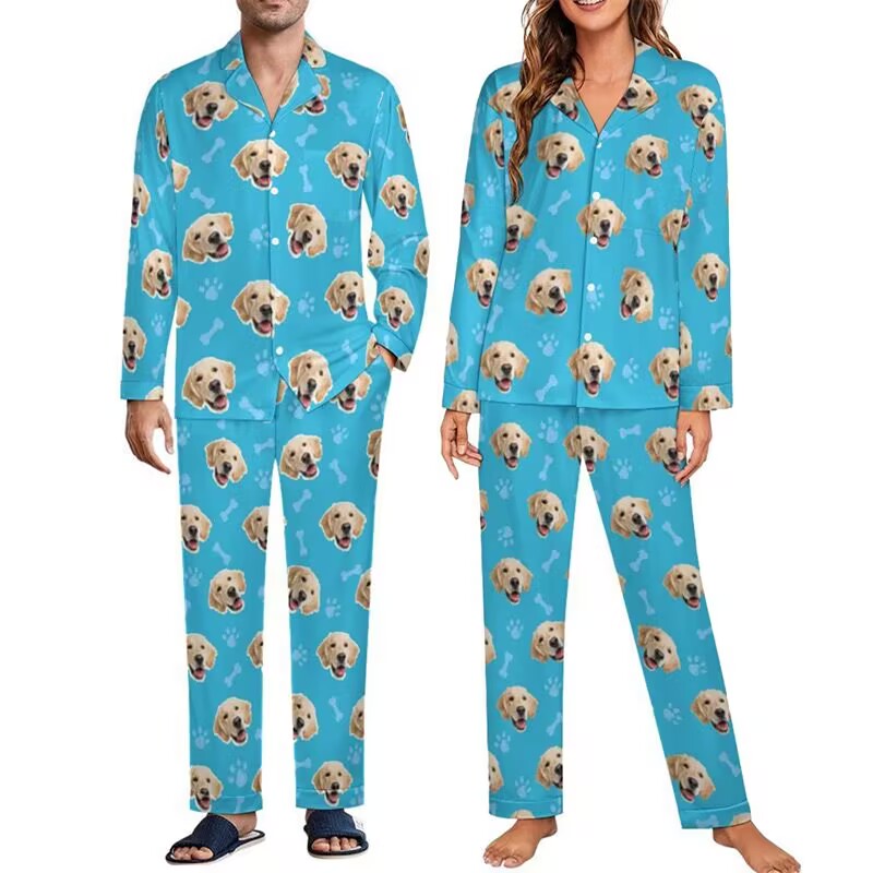 Custom Family Christmas Pajamas with Pet Photos - Matching Dog & Cat Lover PJs for Pet Parents