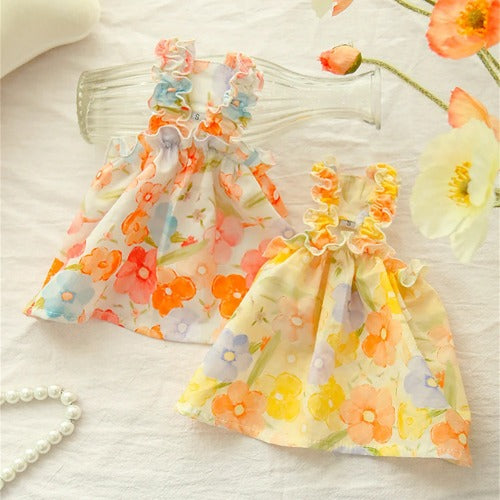 Summer Cotton Suspender Dress for Sphynx Cats – Floral Princess Skirt for Dogs & Cats