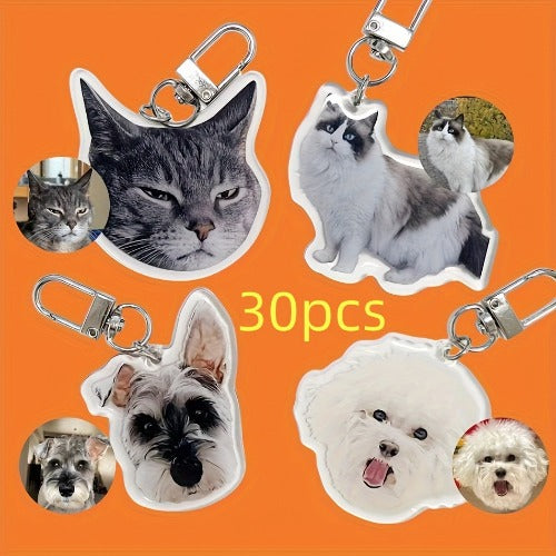 Personalized Pet Photo Acrylic Keychain – Custom Cat & Dog Pendant with Lobster Clasp