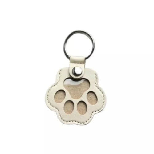 Custom Pet Memorial Keychain – Leather Hair Keepsake with Engraved Paw Charm