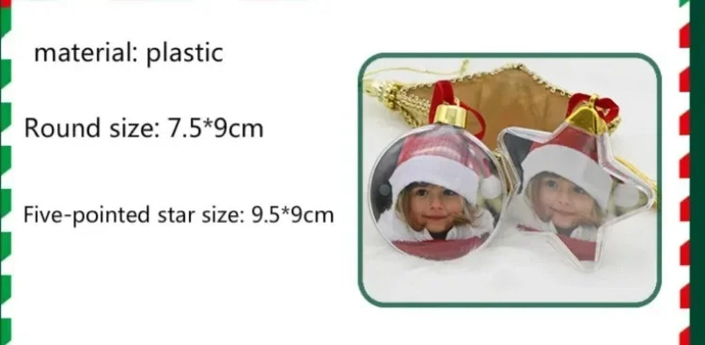 Personalized Christmas Transparent Photo Ball – Custom Tree Ornament DIY Hanging Decoration with Star Pendant