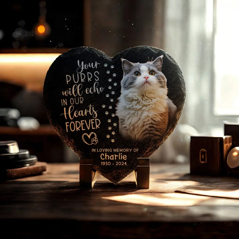 Personalized Pet Memorial Stone with Photo & Name – Custom Dog or Cat Grave Marker, Outdoor Garden Slate Plaque