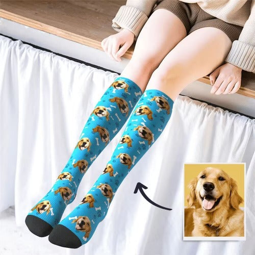 Custom Pet Socks with Photos & Text - Personalized Dog Cat Lover Socks - Mother's Day & Back to School Gifts for Pet Parents