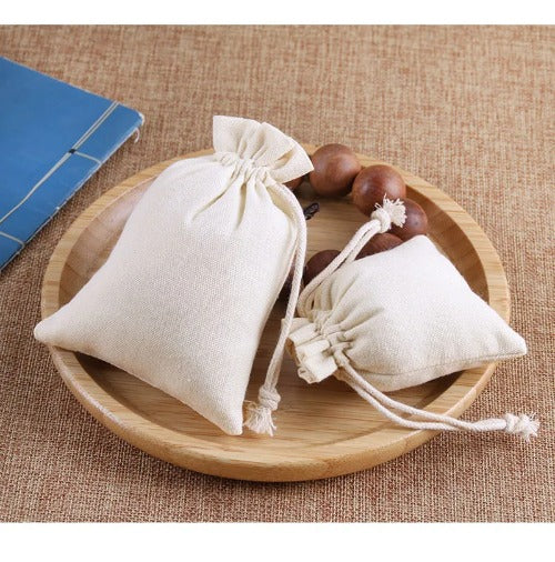 50pcs Cotton Canvas Drawstring Bags – Christmas Gift Pouches, Custom Logo Cloth Organizer, Eco-Friendly Storage Sacks