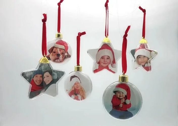 Personalized Christmas Transparent Photo Ball – Custom Tree Ornament DIY Hanging Decoration with Star Pendant