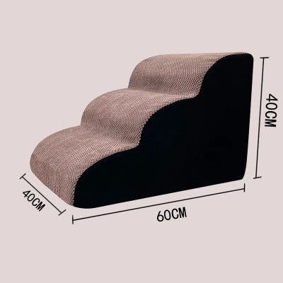 Memory Foam Pet Stairs for Small Dogs & Cats – 3/4 Step Non-Slip Ramp with Washable Cover for Bed, Couch & Sofa
