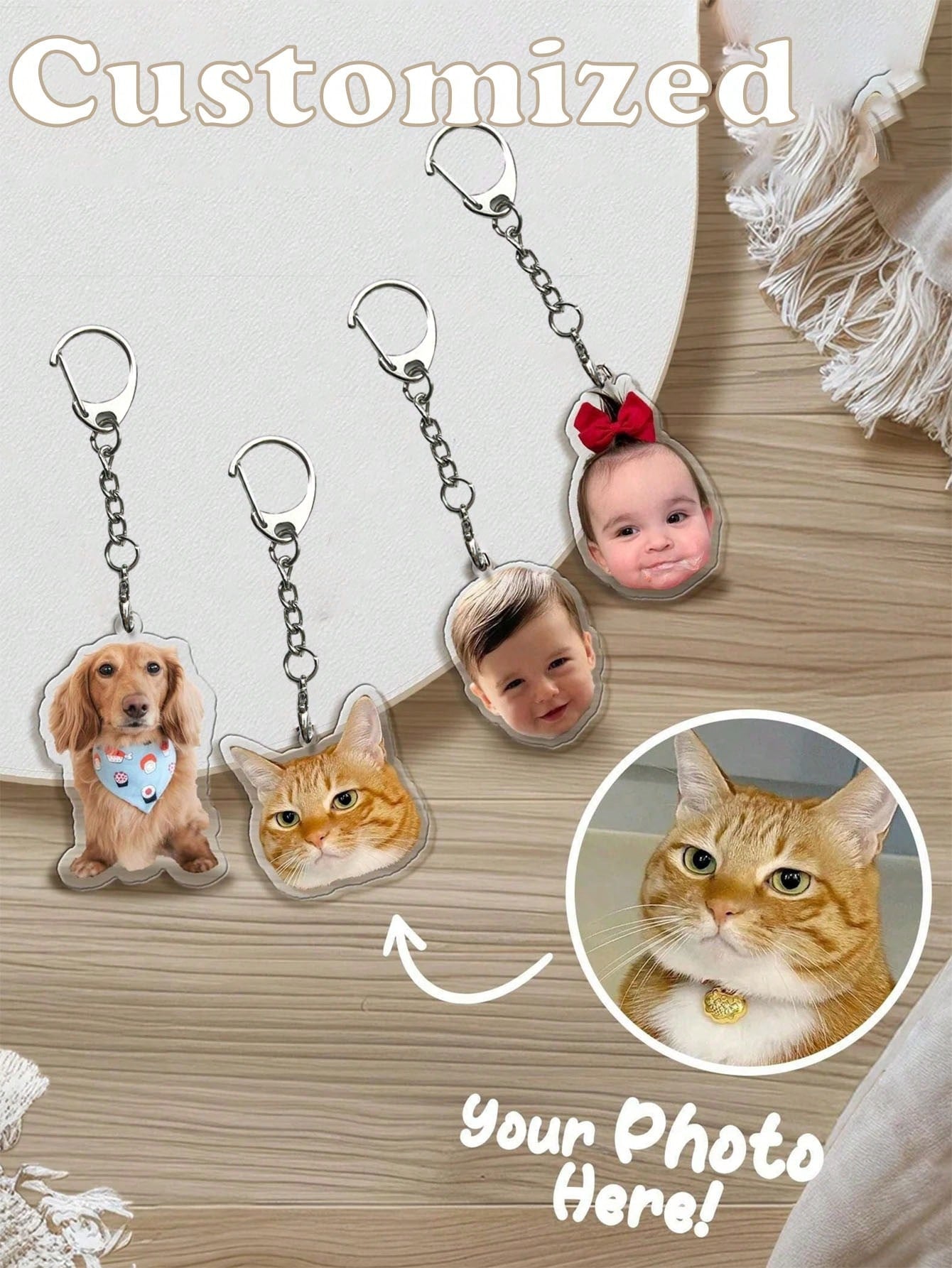 Custom Pet Keychain Portrait | Personalized Engraved Pet Memorial Jewelry | 3D Laser Pet Photo Keepsake for Dog & Cat Lovers