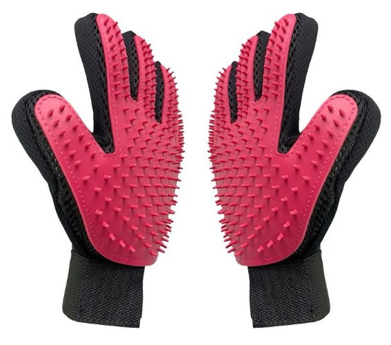 Pair of Pet Grooming Gloves for Cats & Dogs – Gentle Deshedding Brush and Bathing Gloves with Soft Silicone Tips