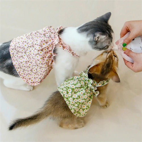Summer Cotton Suspender Dress for Sphynx Cats – Floral Princess Skirt for Dogs & Cats
