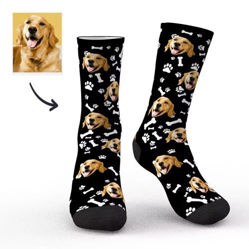 Custom Pet Socks with Photos & Text - Personalized Dog Cat Lover Socks - Mother's Day & Back to School Gifts for Pet Parents