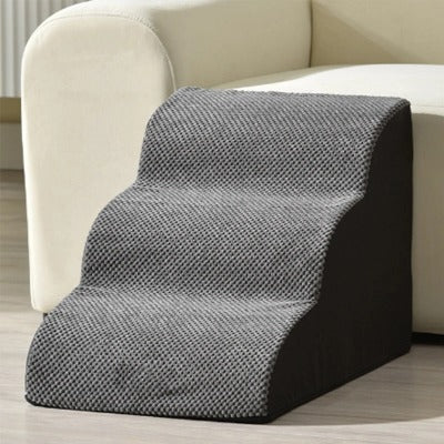 Memory Foam Pet Stairs for Small Dogs & Cats – 3/4 Step Non-Slip Ramp with Washable Cover for Bed, Couch & Sofa