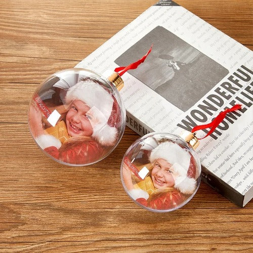Personalized Christmas Transparent Photo Ball – Custom Tree Ornament DIY Hanging Decoration with Star Pendant