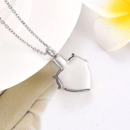 Heart Cremation Urn Necklace for Ashes – Stainless Steel Memorial Locket with Crystal Heart, Keepsake Pendant “Always on My Mind, Forever in My Heart”