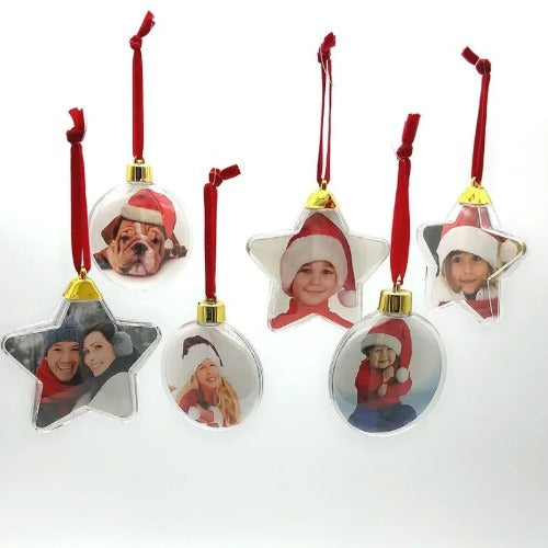 Personalized Christmas Transparent Photo Ball – Custom Tree Ornament DIY Hanging Decoration with Star Pendant