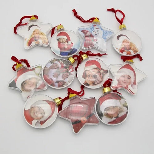 Personalized Christmas Transparent Photo Ball – Custom Tree Ornament DIY Hanging Decoration with Star Pendant