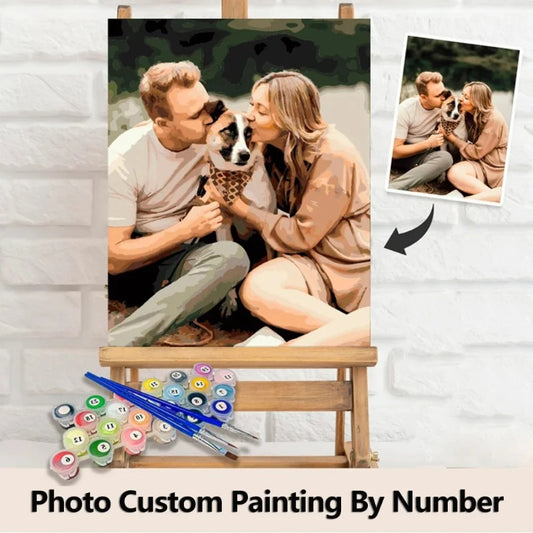 Custom Pet Photo to Oil Painting Kit | Personalized Paint by Numbers for Dogs & Cats | DIY Wall Art for Pet Lovers (16x20")